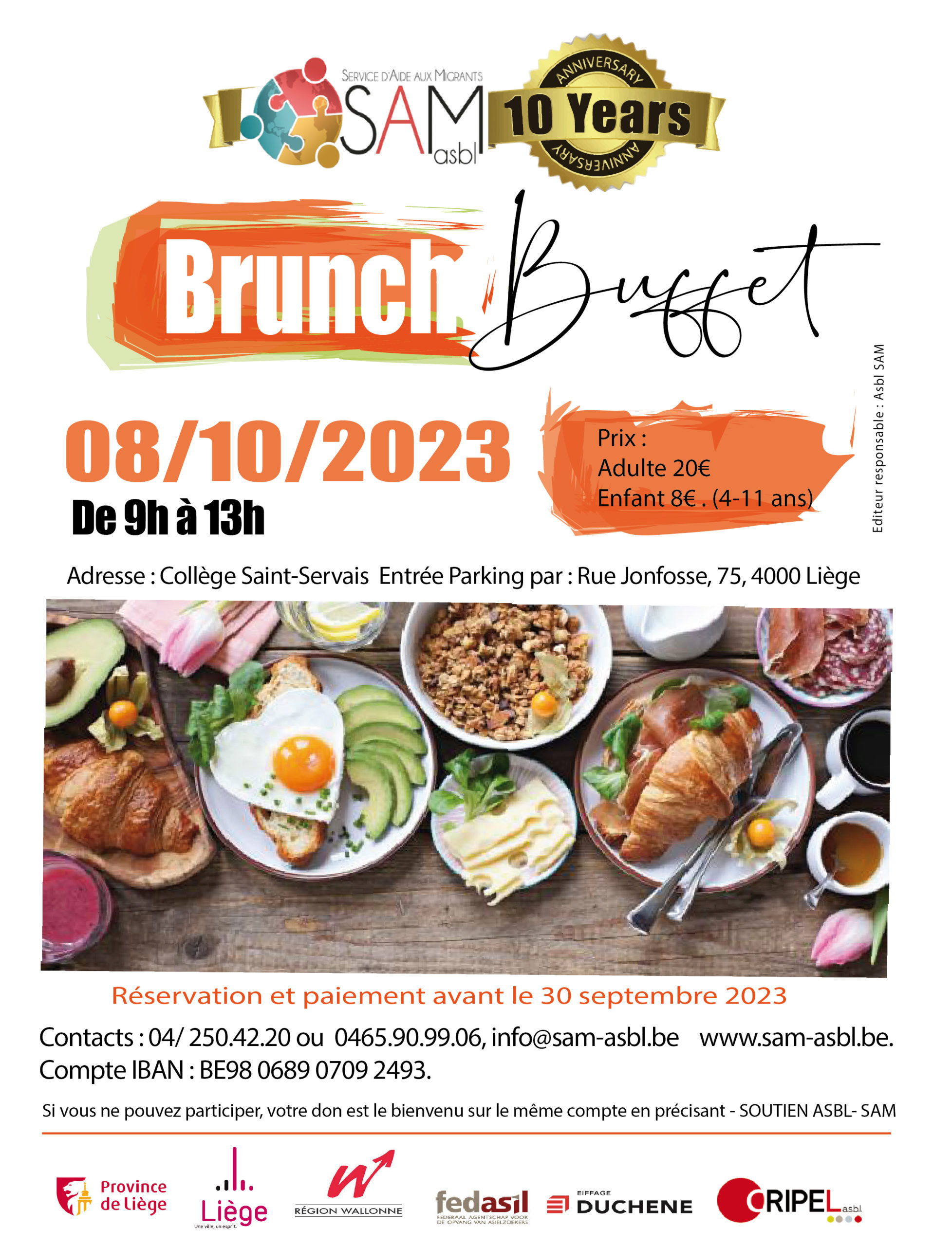 Brunch le 8 octobre 2023 au collège Sait-Servais 